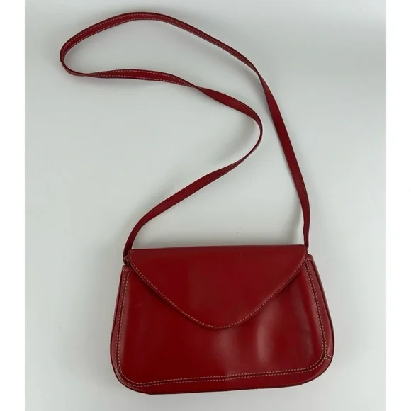 Vintage Bandolini Genuine Leather Small Red Crossbody Bag - Picture 1 of 6